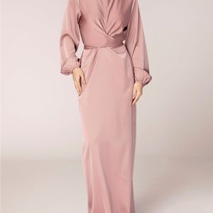 Alessandra Tie Waist Satin Maxi Dress- DUSTY ROSE